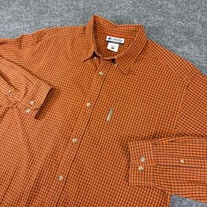 Columbia Sportswear Men's XL Plaid Flannel Long Sleeve Button Up Shirt Orange